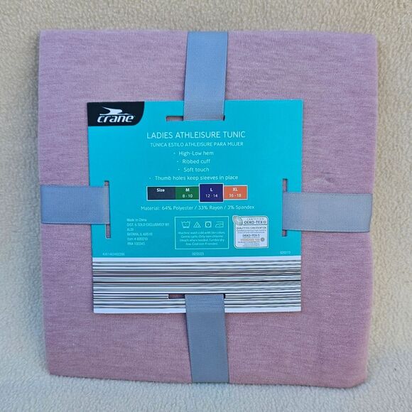 Crane Ladies Pink Long Sleeve Crew Neck Athleisure Pullover Tunic Top Size L - Picture 8 of 8